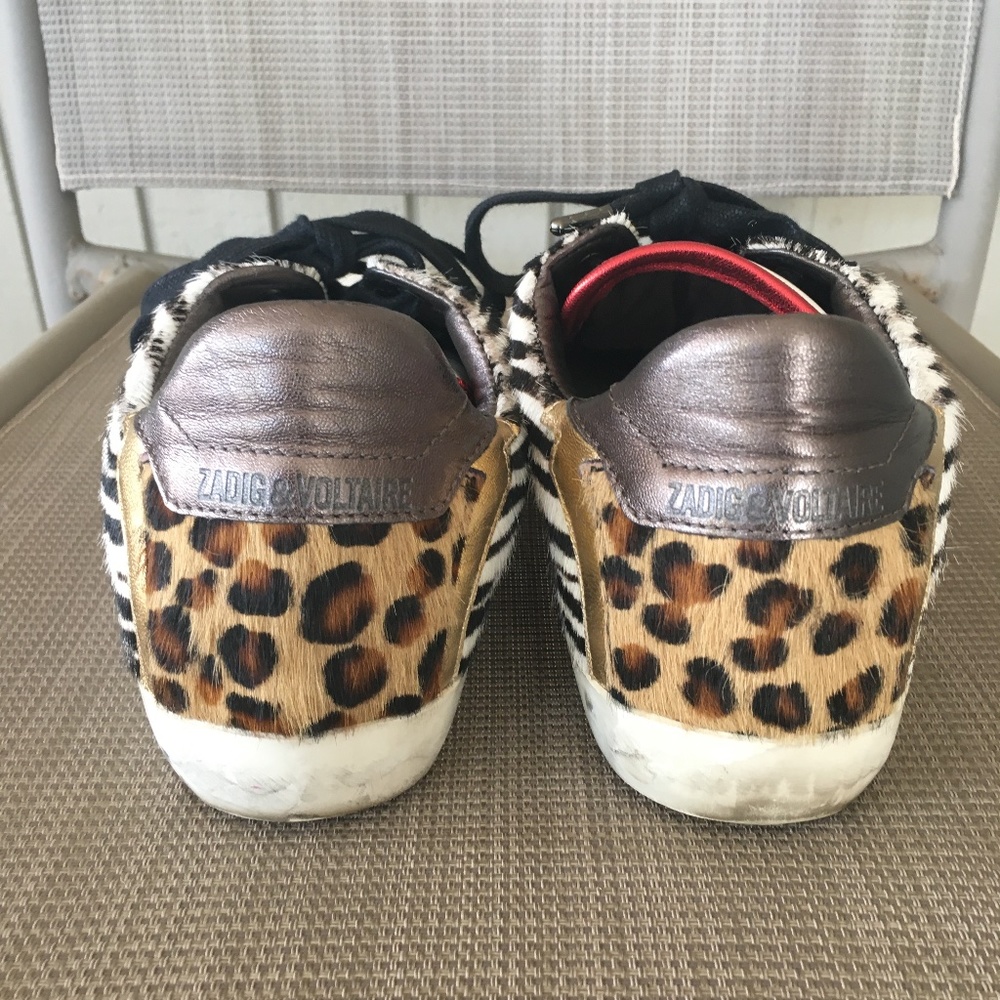 Zadig & Voltaire Animal Hair Leopard Zebra Glitter Sneakers - Picture 8 of 10
